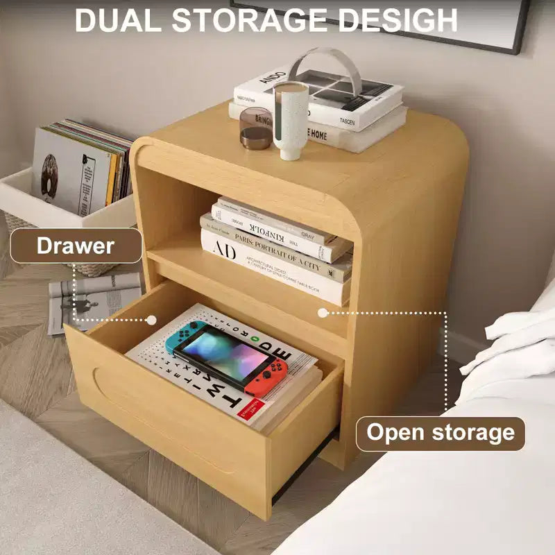 SOLACE FURNITURE Lot de 2 tables de chevet, tables de nuit avec tiroir de rangement et compartiment ouvert pour chambre à coucher, canapé, bureau