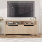 Meuble TV pour téléviseurs jusqu'à 70 pouces, long meuble de divertissement blanc avec 4 portes et étagères ouvertes, meuble console de télévision marron rustique