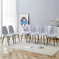 MAYEERTY Set of 6 Comfortable Linen Cotton Dining Chairs Light Gray Integrated Seat Backrest Modern Style