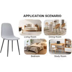MAYEERTY Lot de 6 chaises de salle à manger confortables en lin et coton Gris clair avec dossier intégré Style moderne