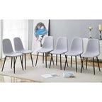 MAYEERTY Lot de 6 chaises de salle à manger confortables en lin et coton Gris clair avec dossier intégré Style moderne