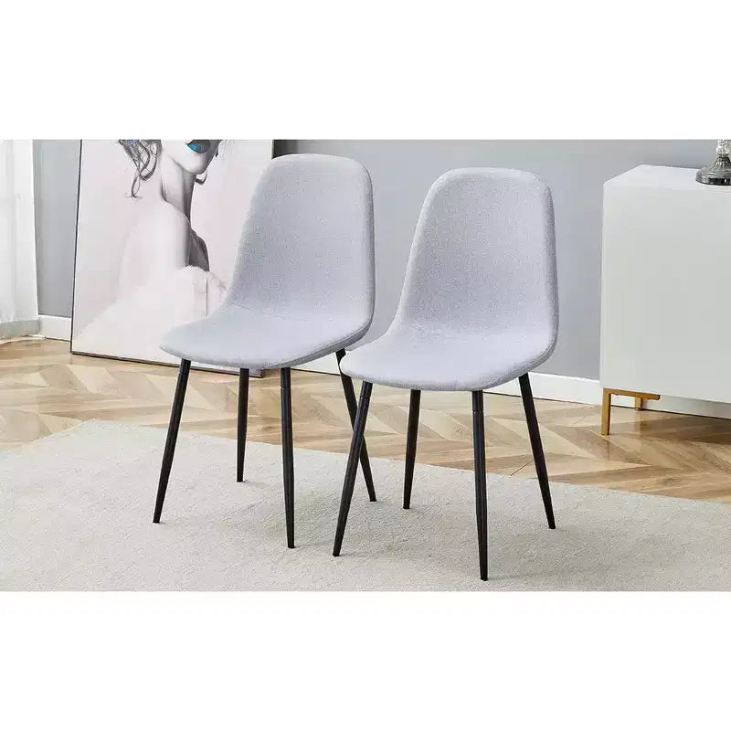 MAYEERTY Lot de 6 chaises de salle à manger confortables en lin et coton Gris clair avec dossier intégré Style moderne