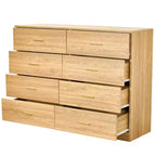 Commode Okak minimaliste moderne à 8/9 tiroirs avec poignées dorées, rangement spacieux et robuste pour chambre à coucher et salon