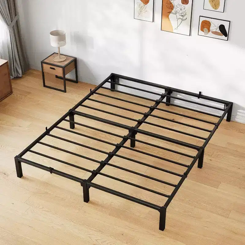Cadre de lit en métal Acekool - 6 espaces de rangement, aucun outil nécessaire