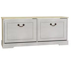 AndMakers Meuble à chaussures blanc antique de 45 cm H x 105 cm L avec 2 tiroirs basculants et une étagère réglable