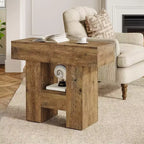 Table d'appoint étroite Lantine, table d'appoint de canapé de style ferme avec étagère de rangement à 2 niveaux et base robuste pour le salon