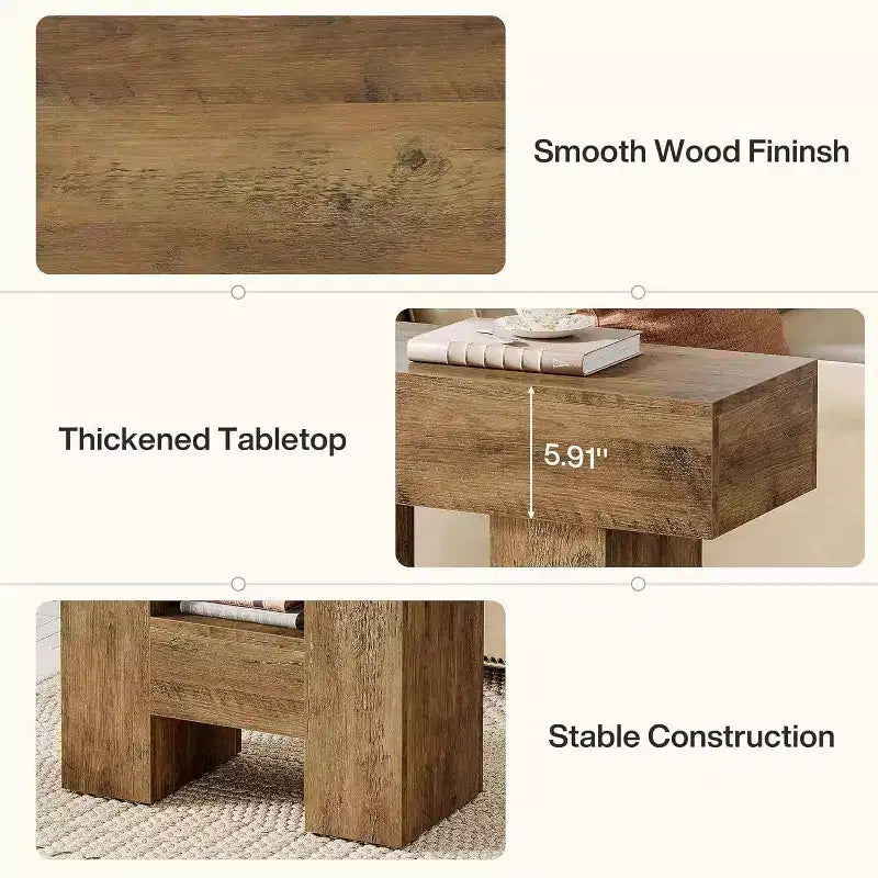 Table d'appoint étroite Lantine, table d'appoint de canapé de style ferme avec étagère de rangement à 2 niveaux et base robuste pour le salon