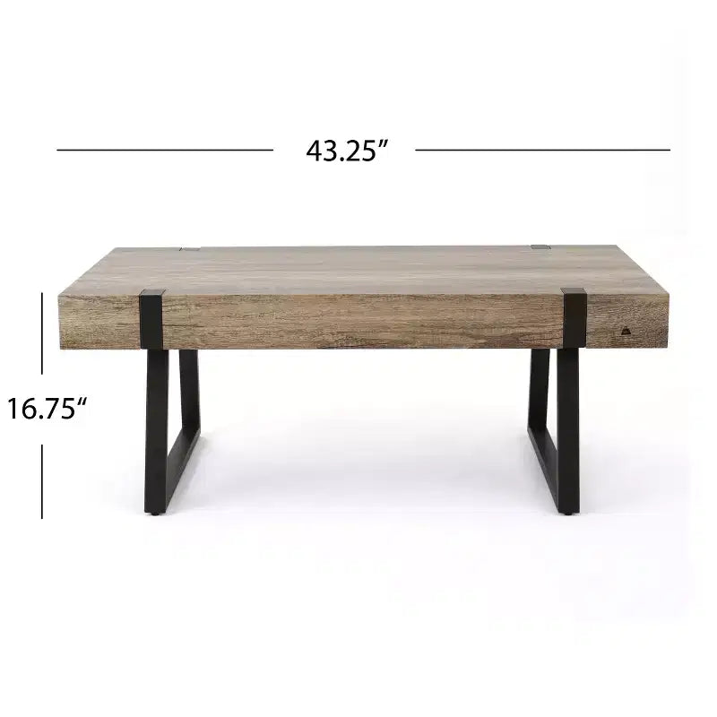 Table basse GDFStudio Francie industrielle de 109,86 cm avec pieds traîneaux