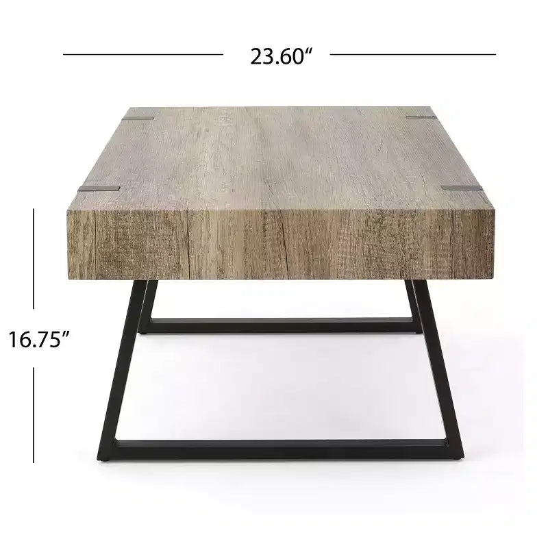 Table basse GDFStudio Francie industrielle de 109,86 cm avec pieds traîneaux