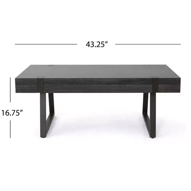 Table basse GDFStudio Francie industrielle de 109,86 cm avec pieds traîneaux