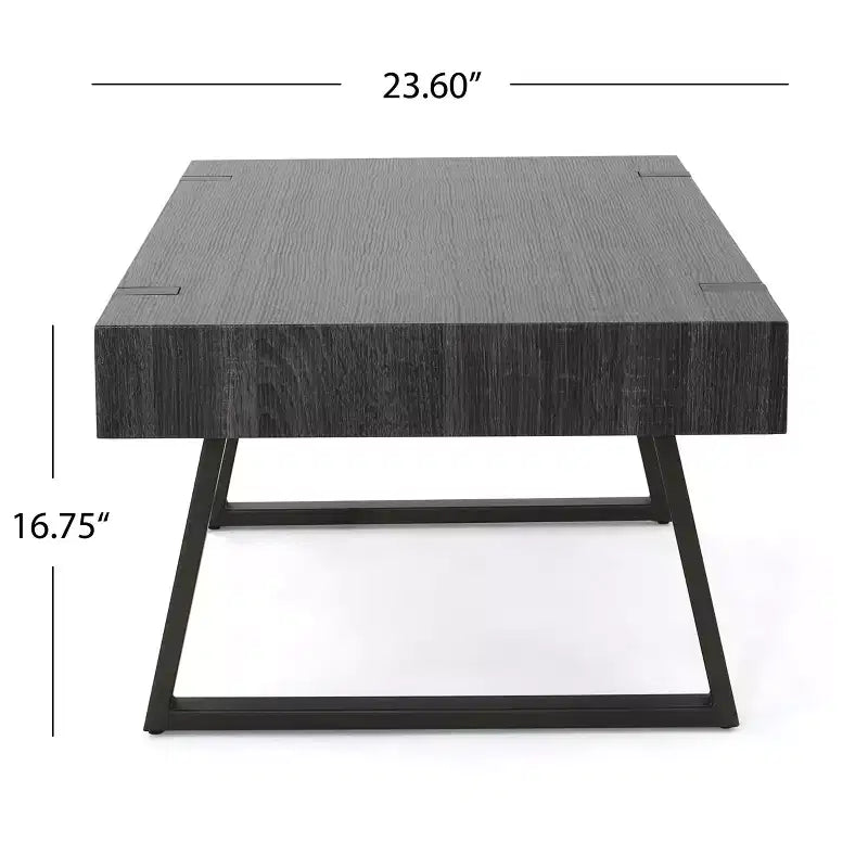 Table basse GDFStudio Francie industrielle de 109,86 cm avec pieds traîneaux