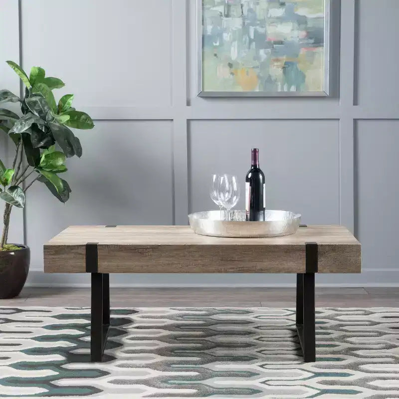 Table basse GDFStudio Francie industrielle de 109,86 cm avec pieds traîneaux