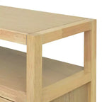 MAYEERTY Buffet en rotin avec cadre en bois massif et étagères réglables à 3 positions pour les salons, couleur naturelle