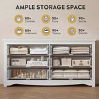 DEXYLLO Commode de Rangement Moderne à 6 Tiroirs, Grande Commode en Bois pour Chambre ou Salon, Meuble de Rangement Long, Armoire Blanche de 150 cm