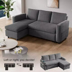 Canapé-lit Dyonery 81, Canapé d'angle en L avec lit gigogne, Canapé avec dossier inclinable, Ports USB
