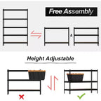 Acekool Étagères de Rangement pour Garage 5 Niveaux Robustes, Étagère Métallique Réglable, Capacité de Charge 1750 kg, 122 x 46 x 185 cm, Noir
