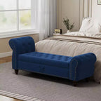 TUYOHW Bed Bench for Bed Room Nails Tufted Chaise of Lounge with Storage Upholstery Bench, Navy Blue