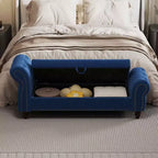 Banc de lit TUYOHW pour chambre à coucher, chaise longue capitonnée avec rangement, banc rembourré, bleu marine