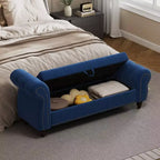 Banc de lit TUYOHW pour chambre à coucher, chaise longue capitonnée avec rangement, banc rembourré, bleu marine