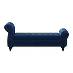 Banc de lit TUYOHW pour chambre à coucher, chaise longue capitonnée avec rangement, banc rembourré, bleu marine