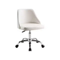 HomeRoots White and Silver Faux Leather Adjustable Height Swivel Rolling Office Chair