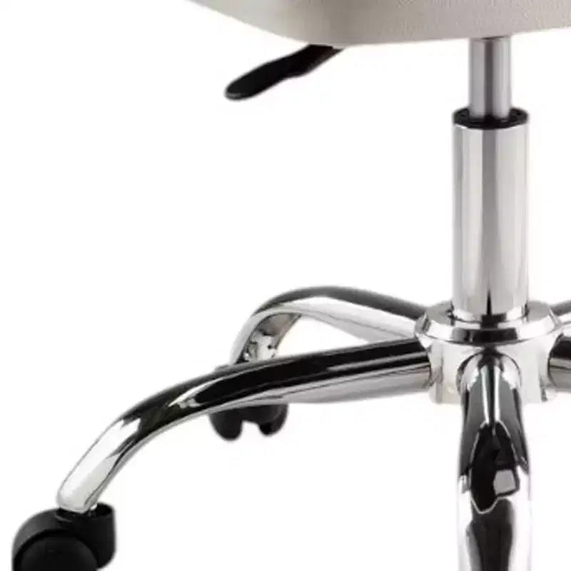 Chaise de bureau pivotante à roulettes réglable en hauteur en similicuir blanc et argenté HomeRoots