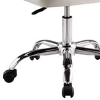 Chaise de bureau pivotante à roulettes réglable en hauteur en similicuir blanc et argenté HomeRoots