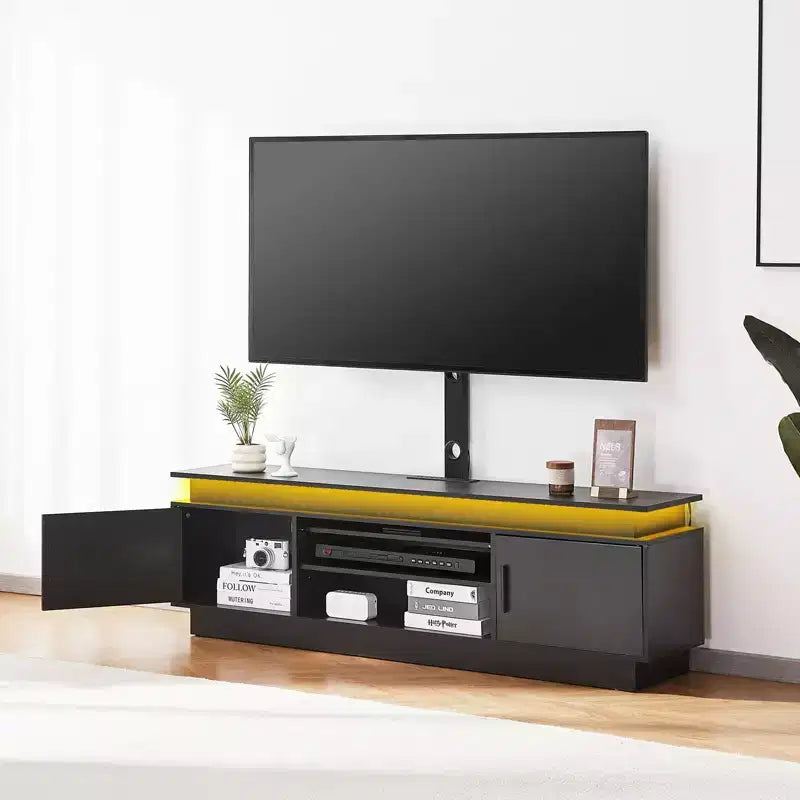 Meuble TV VEVOR 60 po avec support pour téléviseurs jusqu'à 75 po, centre de divertissement avec prise de courant, hauteur réglable, noir