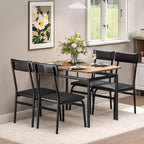Ensemble de salle à manger 5 pièces, ensemble table de cuisine en bois avec 4 chaises rembourrées en PU, ensemble de dînette avec structure en métal industriel, marron