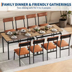 Ensemble de salle à manger 5 pièces, ensemble table de cuisine en bois avec 4 chaises rembourrées en PU, ensemble de dînette avec structure en métal industriel, marron