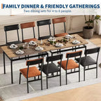 Ensemble de salle à manger 5 pièces, ensemble table de cuisine en bois avec 4 chaises rembourrées en PU, ensemble de dînette avec structure en métal industriel, marron