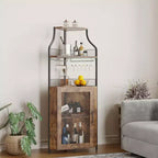 Meuble à vin d'angle, porte-bouteilles en métal pouvant contenir plus de 50 bouteilles et verres, rangement à vin au sol pour cuisine, salle à manger, bureau, bar