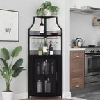 Meuble à vin d'angle, porte-bouteilles en métal pouvant contenir plus de 50 bouteilles et verres, rangement à vin au sol pour cuisine, salle à manger, bureau, bar