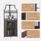 Meuble à vin d'angle, porte-bouteilles en métal pouvant contenir plus de 50 bouteilles et verres, rangement à vin au sol pour cuisine, salle à manger, bureau, bar