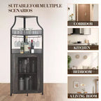 Meuble à vin d'angle, porte-bouteilles en métal pouvant contenir plus de 50 bouteilles et verres, rangement à vin au sol pour cuisine, salle à manger, bureau, bar