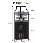 Meuble à vin d'angle, porte-bouteilles en métal pouvant contenir plus de 50 bouteilles et verres, rangement à vin au sol pour cuisine, salle à manger, bureau, bar