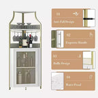 Meuble à vin d'angle, porte-bouteilles en métal pouvant contenir plus de 50 bouteilles et verres, rangement à vin au sol pour cuisine, salle à manger, bureau, bar