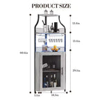 Meuble à vin d'angle, porte-bouteilles en métal pouvant contenir plus de 50 bouteilles et verres, rangement à vin au sol pour cuisine, salle à manger, bureau, bar