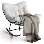 Fauteuil à bascule d'extérieur Papasan TROPOW, fauteuil œuf en osier surdimensionné pour patio avec coussin épais et moelleux, transat à bascule, fauteuil de lecture confortable pour balcon