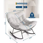 Fauteuil à bascule d'extérieur Papasan TROPOW, fauteuil œuf en osier surdimensionné pour patio avec coussin épais et moelleux, transat à bascule, fauteuil de lecture confortable pour balcon
