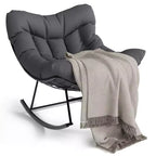 Fauteuil à bascule d'extérieur Papasan TROPOW, fauteuil œuf en osier surdimensionné pour patio avec coussin épais et moelleux, transat à bascule, fauteuil de lecture confortable pour balcon