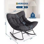 Fauteuil à bascule d'extérieur Papasan TROPOW, fauteuil œuf en osier surdimensionné pour patio avec coussin épais et moelleux, transat à bascule, fauteuil de lecture confortable pour balcon