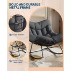 Fauteuil à bascule d'extérieur Papasan TROPOW, fauteuil œuf en osier surdimensionné pour patio avec coussin épais et moelleux, transat à bascule, fauteuil de lecture confortable pour balcon