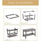Table basse de ferme moderne avec étagère de rangement, table centrale rectangulaire à 2 niveaux en bois pour le salon et le bureau à domicile