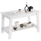 Table basse de ferme moderne avec étagère de rangement, table centrale rectangulaire à 2 niveaux en bois pour le salon et le bureau à domicile
