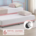 Lit de repos en métal GustoWave avec lit gigogne et lattes en acier, lit de repos double avec tête de lit arquée