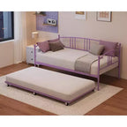 Lit de repos en métal GustoWave avec lit gigogne et lattes en acier, lit de repos double avec tête de lit arquée