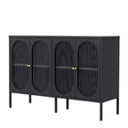Meuble buffet Okak avec rangement, buffet haut avec portes vitrées et étagères réglables, placard de rangement pour cuisine et salle à manger