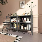 Meuble buffet Okak avec rangement, buffet haut avec portes vitrées et étagères réglables, placard de rangement pour cuisine et salle à manger