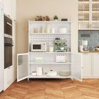Meuble buffet Okak avec rangement, buffet haut avec portes vitrées et étagères réglables, placard de rangement pour cuisine et salle à manger
